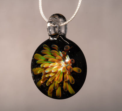 Glass Flower Enclosure Pendant | Implosion Style Borosilicate Necklace | Handmade Jewelry Gift | Wearable Art