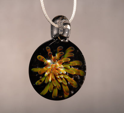 Glass Flower Enclosure Pendant | Implosion Style Borosilicate Necklace | Handmade Jewelry Gift | Wearable Art