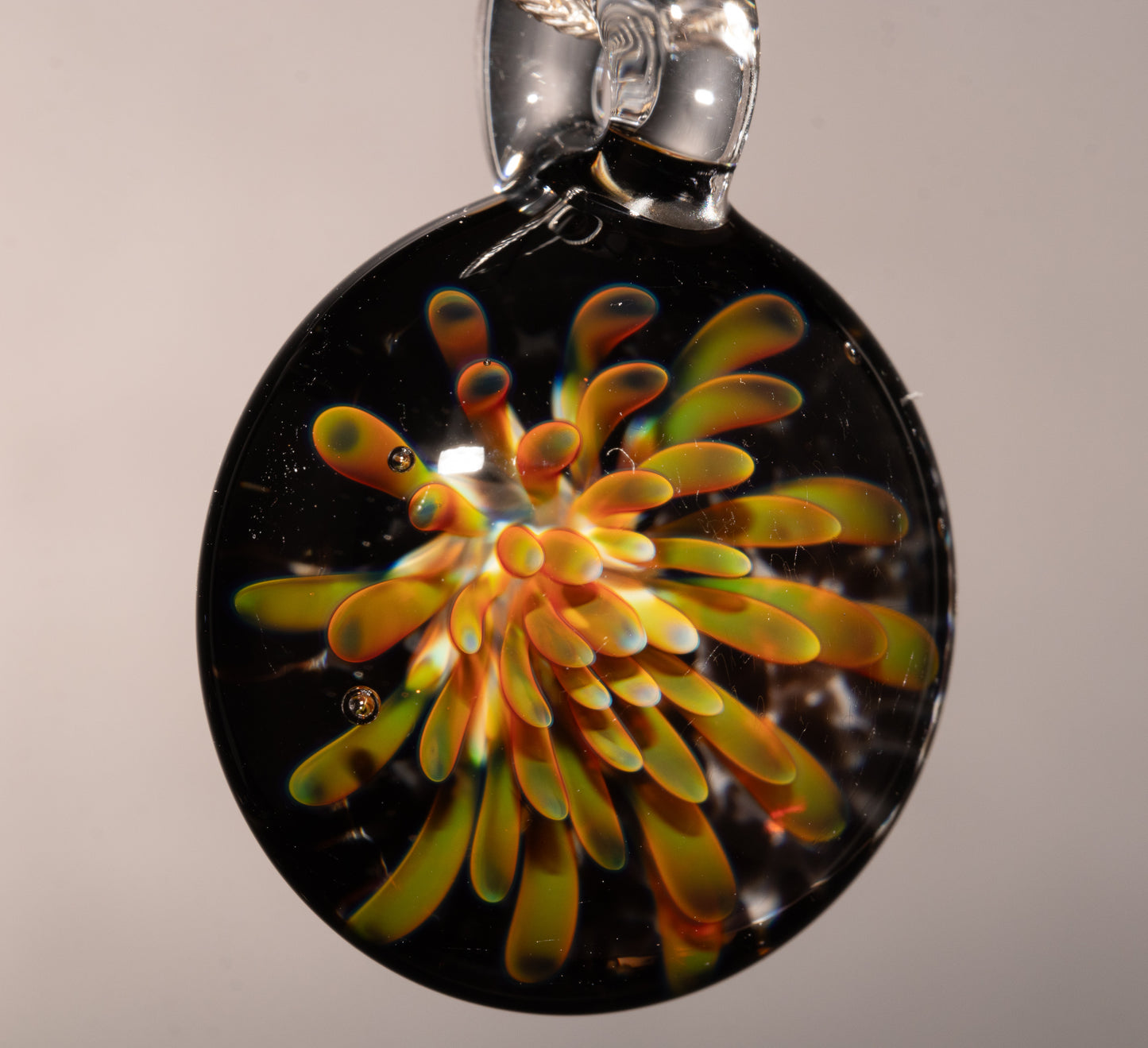 Glass Flower Enclosure Pendant | Implosion Style Borosilicate Necklace | Handmade Jewelry Gift | Wearable Art