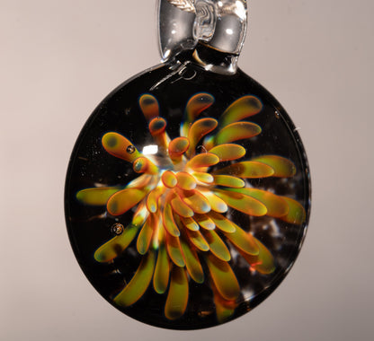 Glass Flower Enclosure Pendant | Implosion Style Borosilicate Necklace | Handmade Jewelry Gift | Wearable Art