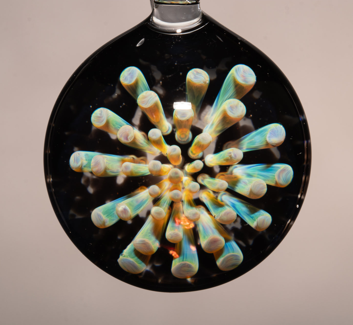 Floral Implosion Glass Pendant | Handblown Borosilicate Jewelry | Colorful Lampwork Necklace | Artisan Glass Art