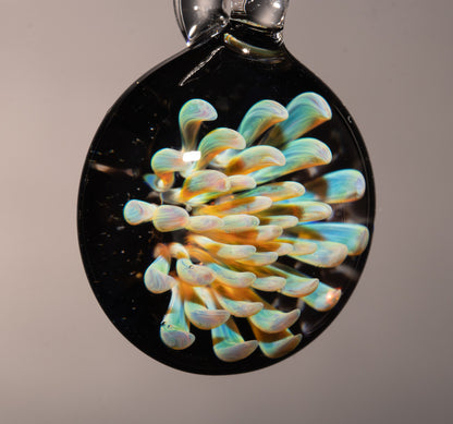 Floral Implosion Glass Pendant | Handblown Borosilicate Jewelry | Colorful Lampwork Necklace | Artisan Glass Art