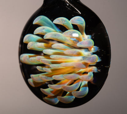 Floral Implosion Glass Pendant | Handblown Borosilicate Jewelry | Colorful Lampwork Necklace | Artisan Glass Art