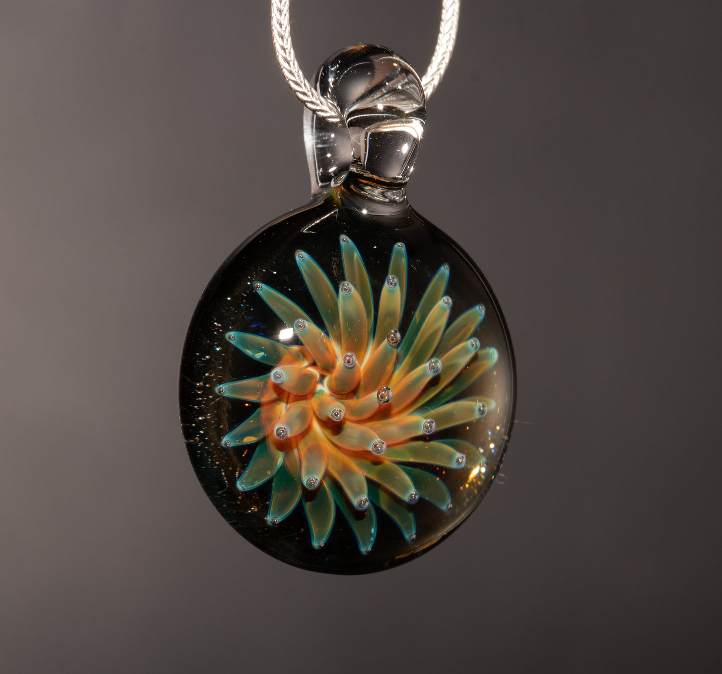 Starfield Glass Pendant | Dot Implosion Borosilicate Necklace | Handmade Galaxy Jewelry | Universe Inspired Art