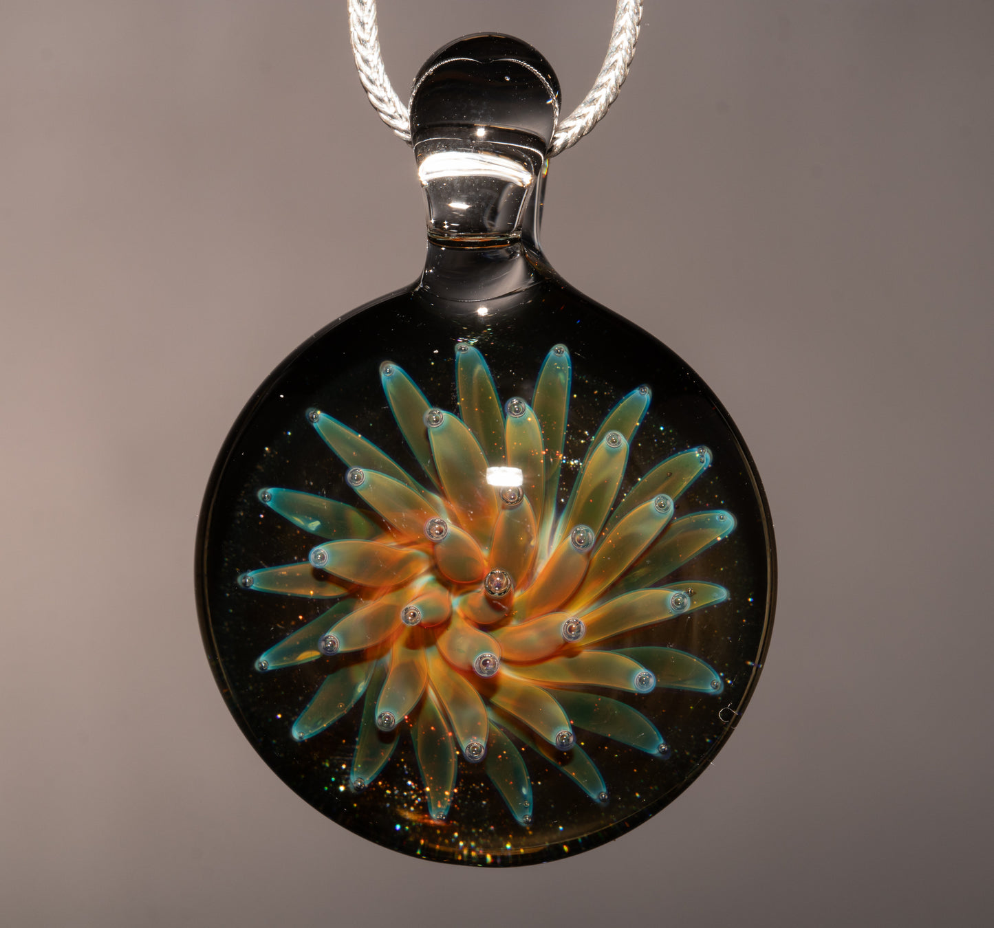 Starfield Glass Pendant | Dot Implosion Borosilicate Necklace | Handmade Galaxy Jewelry | Universe Inspired Art