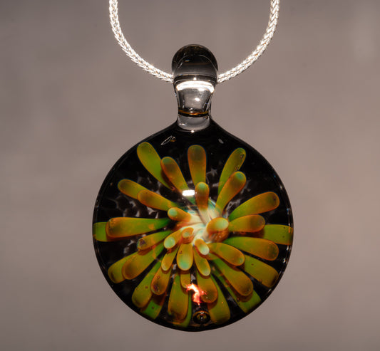 Dotted Flower Glass Pendant | Implosion Borosilicate Necklace | Handmade Art Glass Jewelry | One of a Kind Gift