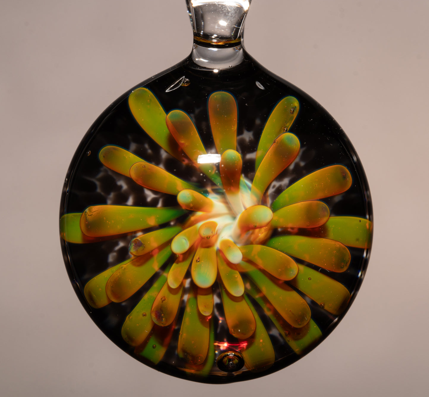 Dotted Flower Glass Pendant | Implosion Borosilicate Necklace | Handmade Art Glass Jewelry | One of a Kind Gift