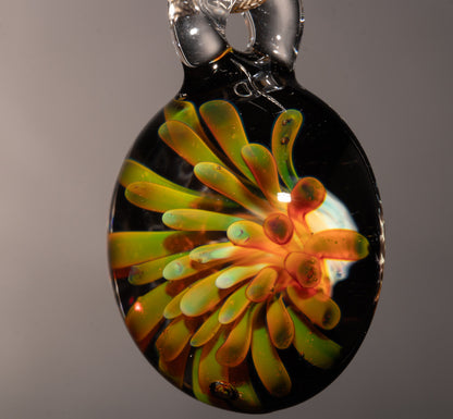 Dotted Flower Glass Pendant | Implosion Borosilicate Necklace | Handmade Art Glass Jewelry | One of a Kind Gift