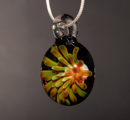 Dotted Flower Glass Pendant | Implosion Borosilicate Necklace | Handmade Art Glass Jewelry | One of a Kind Gift