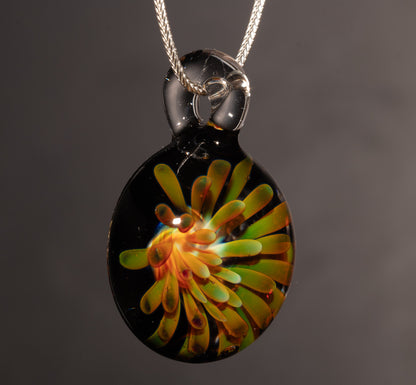 Dotted Flower Glass Pendant | Implosion Borosilicate Necklace | Handmade Art Glass Jewelry | One of a Kind Gift
