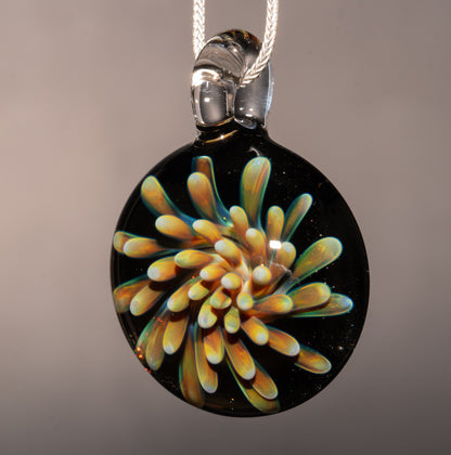 Fantasy Flower Glass Pendant | Implosion Lampwork Necklace | Handmade Borosilicate Jewelry | Colorful Glass Art Gift