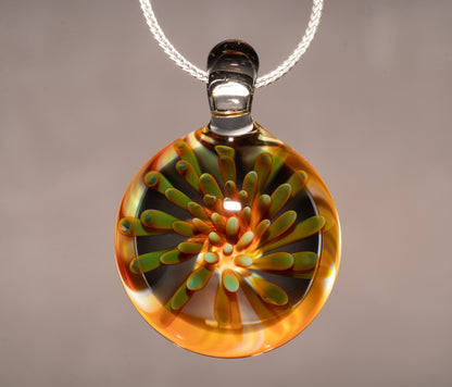 Glass Implosion Flower Pendant | Handmade Borosilicate Jewelry | Floral Art Glass Necklace | Artisan Lampwork Gift