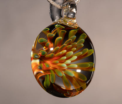 Glass Implosion Flower Pendant | Handmade Borosilicate Jewelry | Floral Art Glass Necklace | Artisan Lampwork Gift