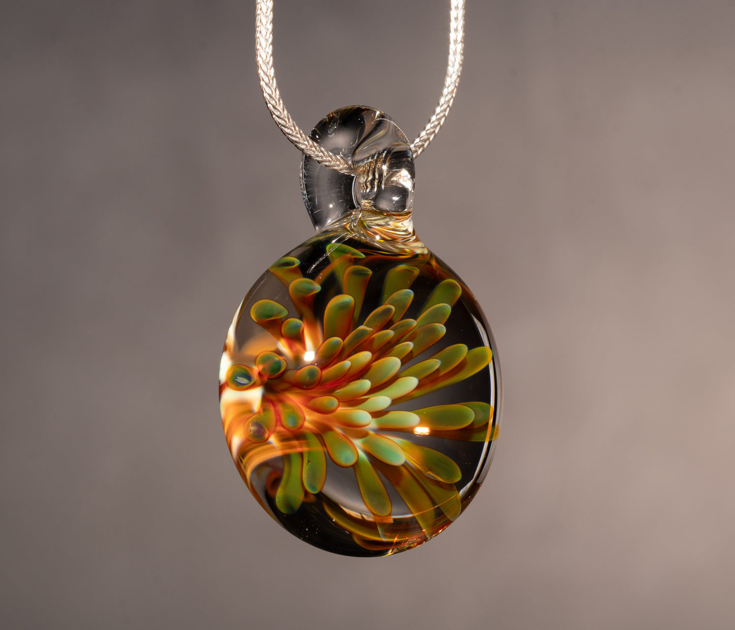 Glass Implosion Flower Pendant | Handmade Borosilicate Jewelry | Floral Art Glass Necklace | Artisan Lampwork Gift