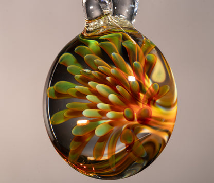 Glass Implosion Flower Pendant | Handmade Borosilicate Jewelry | Floral Art Glass Necklace | Artisan Lampwork Gift