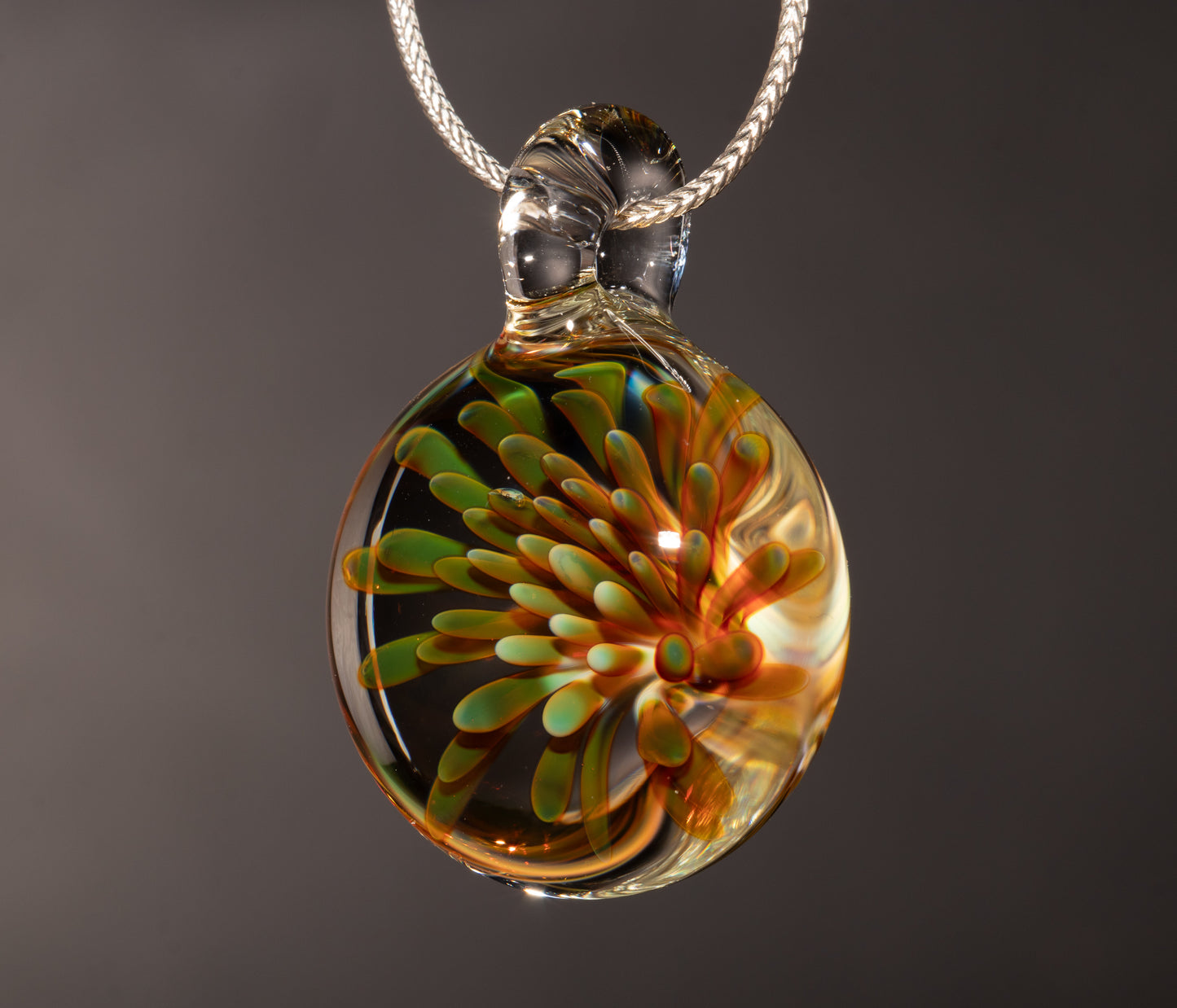 Glass Implosion Flower Pendant | Handmade Borosilicate Jewelry | Floral Art Glass Necklace | Artisan Lampwork Gift