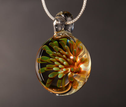 Glass Implosion Flower Pendant | Handmade Borosilicate Jewelry | Floral Art Glass Necklace | Artisan Lampwork Gift