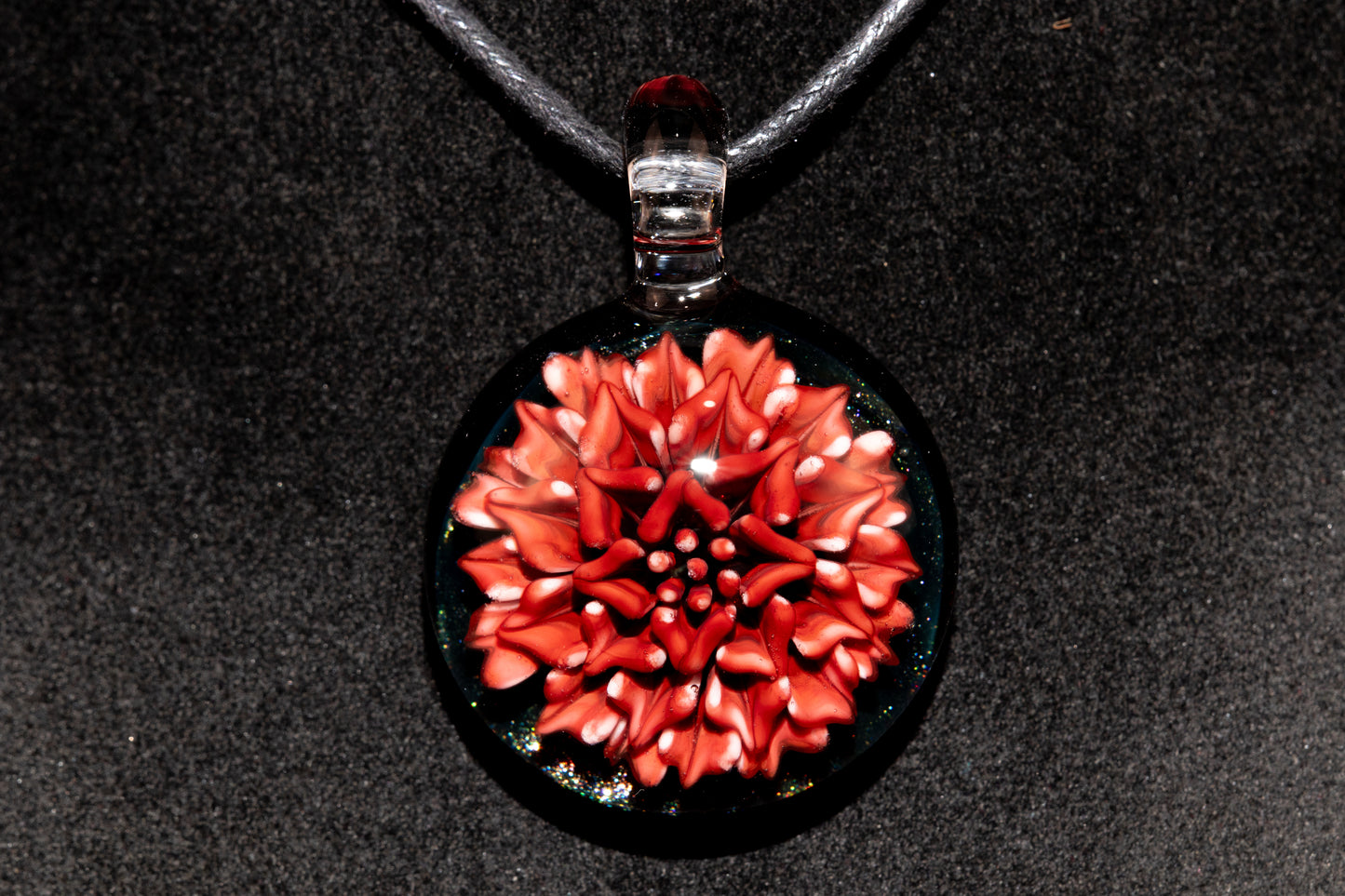 Handmade Dahlia Glass Jewelry | Glass Art Pendant Necklace | One-of-a-Kind Piece
