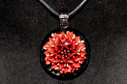 Handmade Dahlia Glass Jewelry | Glass Art Pendant Necklace | One-of-a-Kind Piece