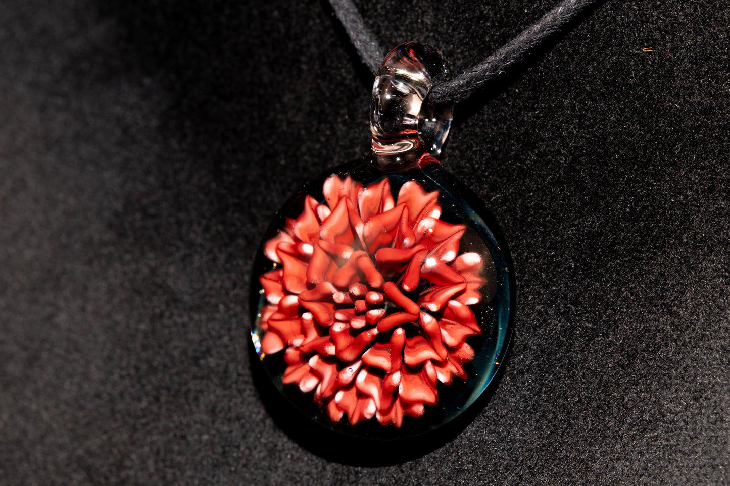 Handmade Dahlia Glass Jewelry | Glass Art Pendant Necklace | One-of-a-Kind Piece