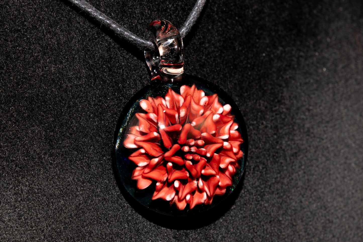 Handmade Dahlia Glass Jewelry | Glass Art Pendant Necklace | One-of-a-Kind Piece