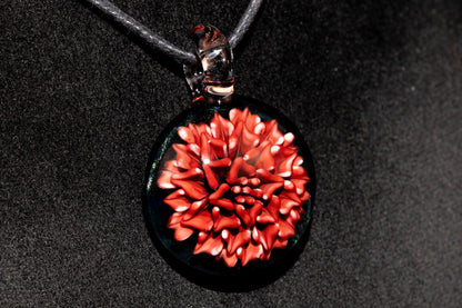 Handmade Dahlia Glass Jewelry | Glass Art Pendant Necklace | One-of-a-Kind Piece