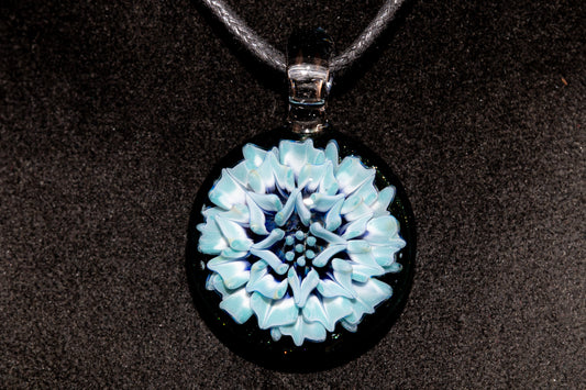 Artisan Glass Pendant | Dahlia Flower Jewelry Necklace | Handblown Statement Piece