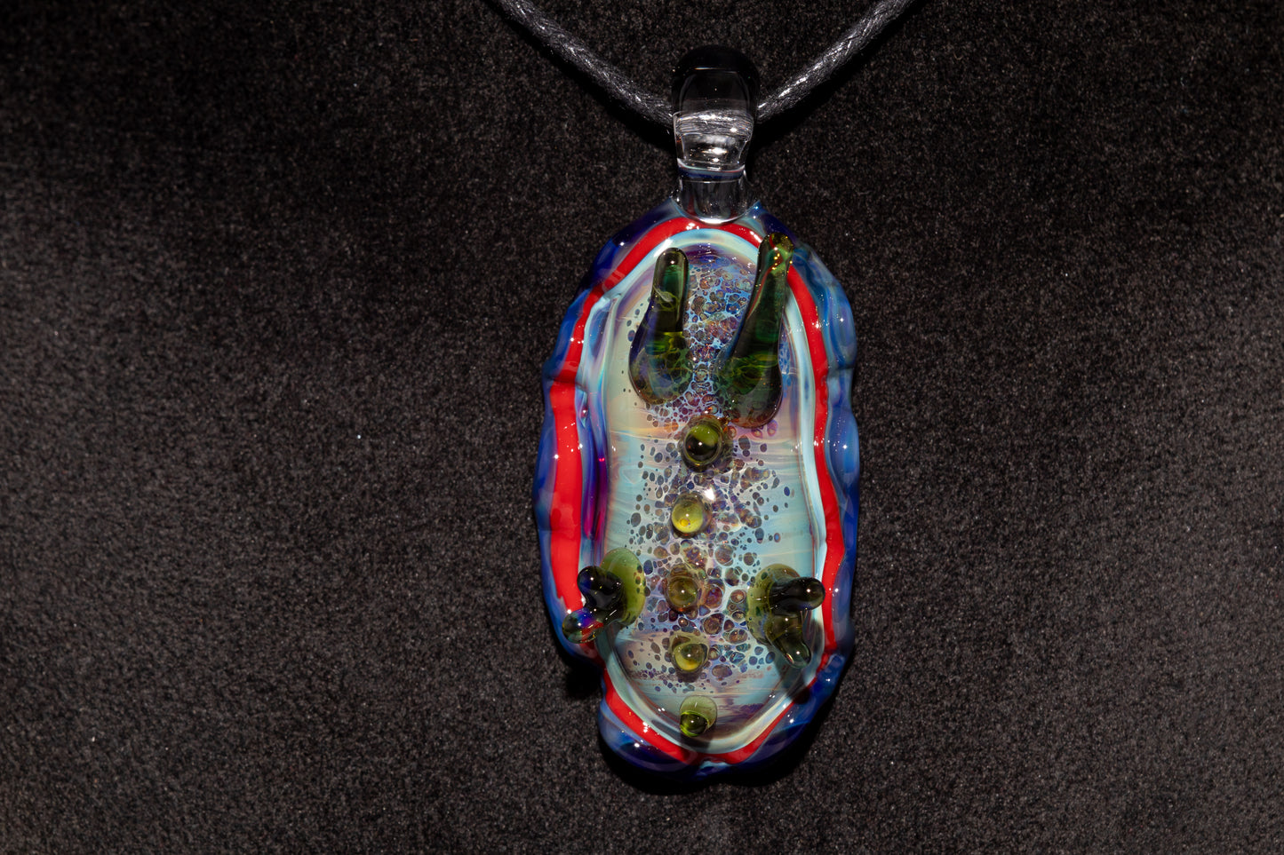 Handblown Nudibranch Glass Pendant | Ocean Inspired Sea Slug Necklace | Tide Pool Jewelry Art for Beach Lovers