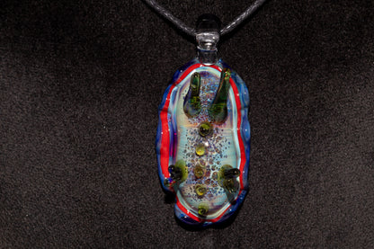 Handblown Nudibranch Glass Pendant | Ocean Inspired Sea Slug Necklace | Tide Pool Jewelry Art for Beach Lovers
