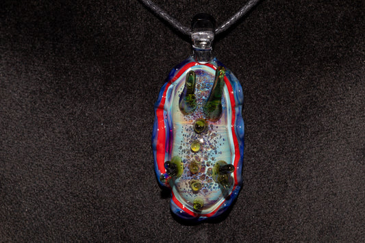 Handblown Nudibranch Glass Pendant | Ocean Inspired Sea Slug Necklace | Tide Pool Jewelry Art for Beach Lovers