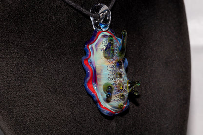 Handblown Nudibranch Glass Pendant | Ocean Inspired Sea Slug Necklace | Tide Pool Jewelry Art for Beach Lovers