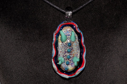 Handblown Nudibranch Glass Pendant | Ocean Inspired Sea Slug Necklace | Tide Pool Jewelry Art for Beach Lovers