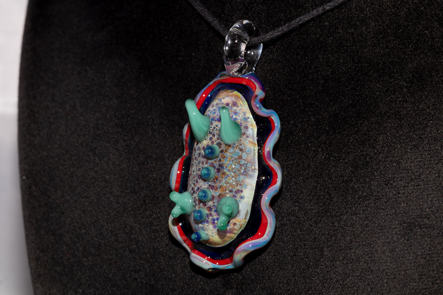 Handblown Nudibranch Glass Pendant | Ocean Inspired Sea Slug Necklace | Tide Pool Jewelry Art for Beach Lovers
