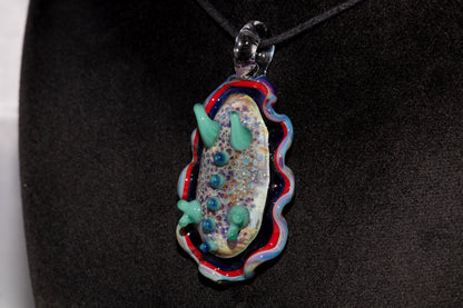 Handblown Nudibranch Glass Pendant | Ocean Inspired Sea Slug Necklace | Tide Pool Jewelry Art for Beach Lovers