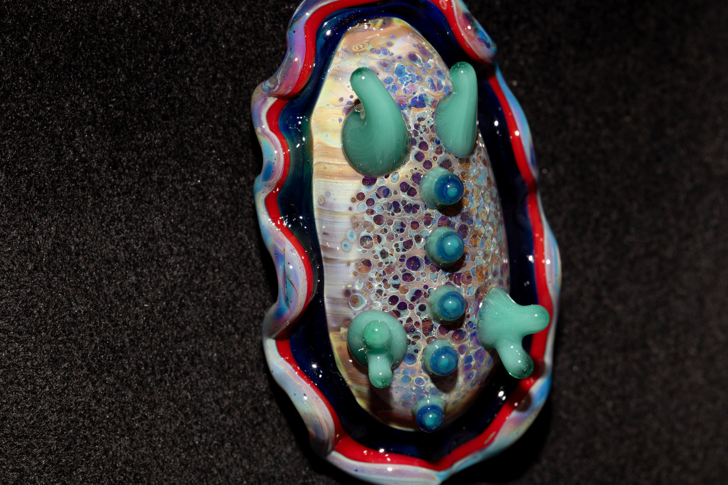 Handblown Nudibranch Glass Pendant | Ocean Inspired Sea Slug Necklace | Tide Pool Jewelry Art for Beach Lovers
