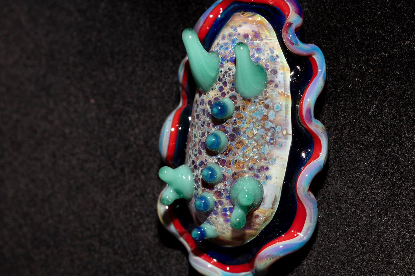 Handblown Nudibranch Glass Pendant | Ocean Inspired Sea Slug Necklace | Tide Pool Jewelry Art for Beach Lovers