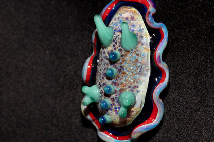 Handblown Nudibranch Glass Pendant | Ocean Inspired Sea Slug Necklace | Tide Pool Jewelry Art for Beach Lovers