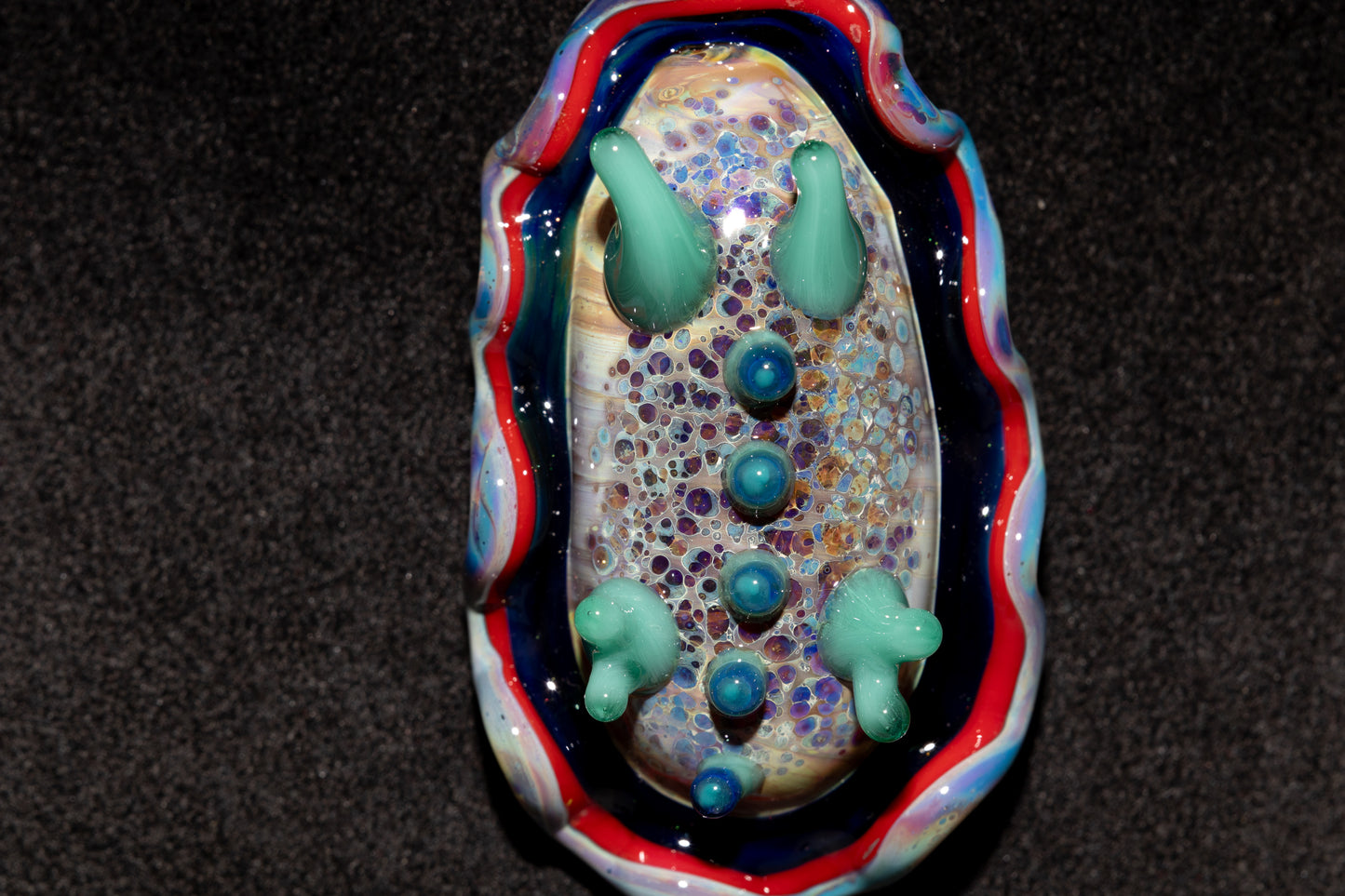 Handblown Nudibranch Glass Pendant | Ocean Inspired Sea Slug Necklace | Tide Pool Jewelry Art for Beach Lovers
