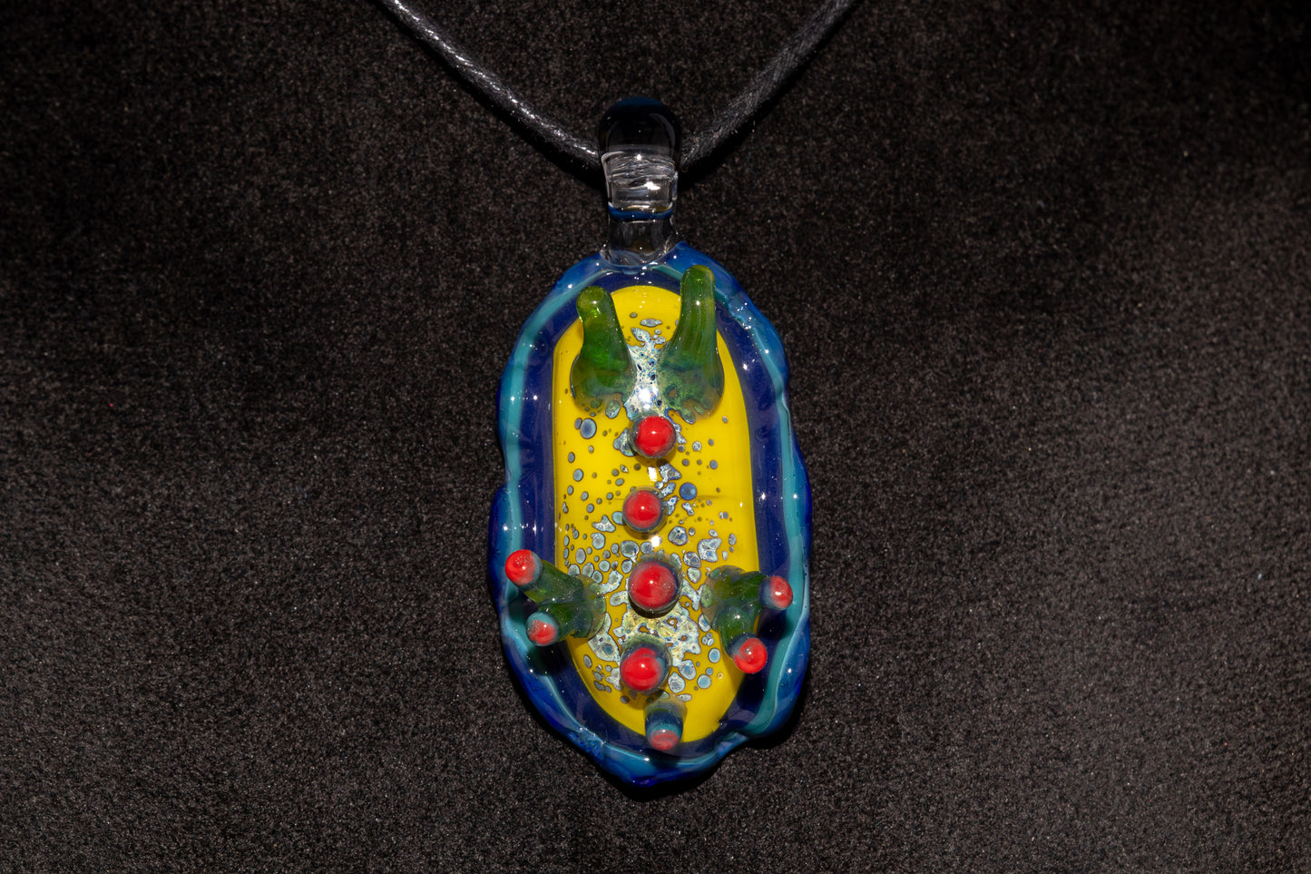 Handblown Nudibranch Glass Pendant | Ocean Inspired Sea Slug Necklace | Tide Pool Jewelry Art for Beach Lovers