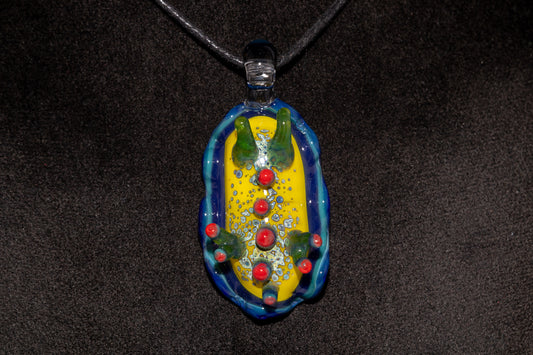 Handblown Nudibranch Glass Pendant | Ocean Inspired Sea Slug Necklace | Tide Pool Jewelry Art for Beach Lovers