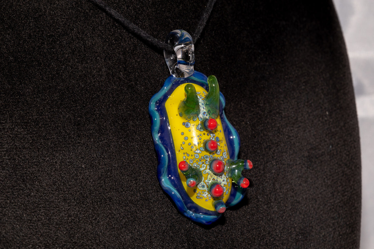 Handblown Nudibranch Glass Pendant | Ocean Inspired Sea Slug Necklace | Tide Pool Jewelry Art for Beach Lovers