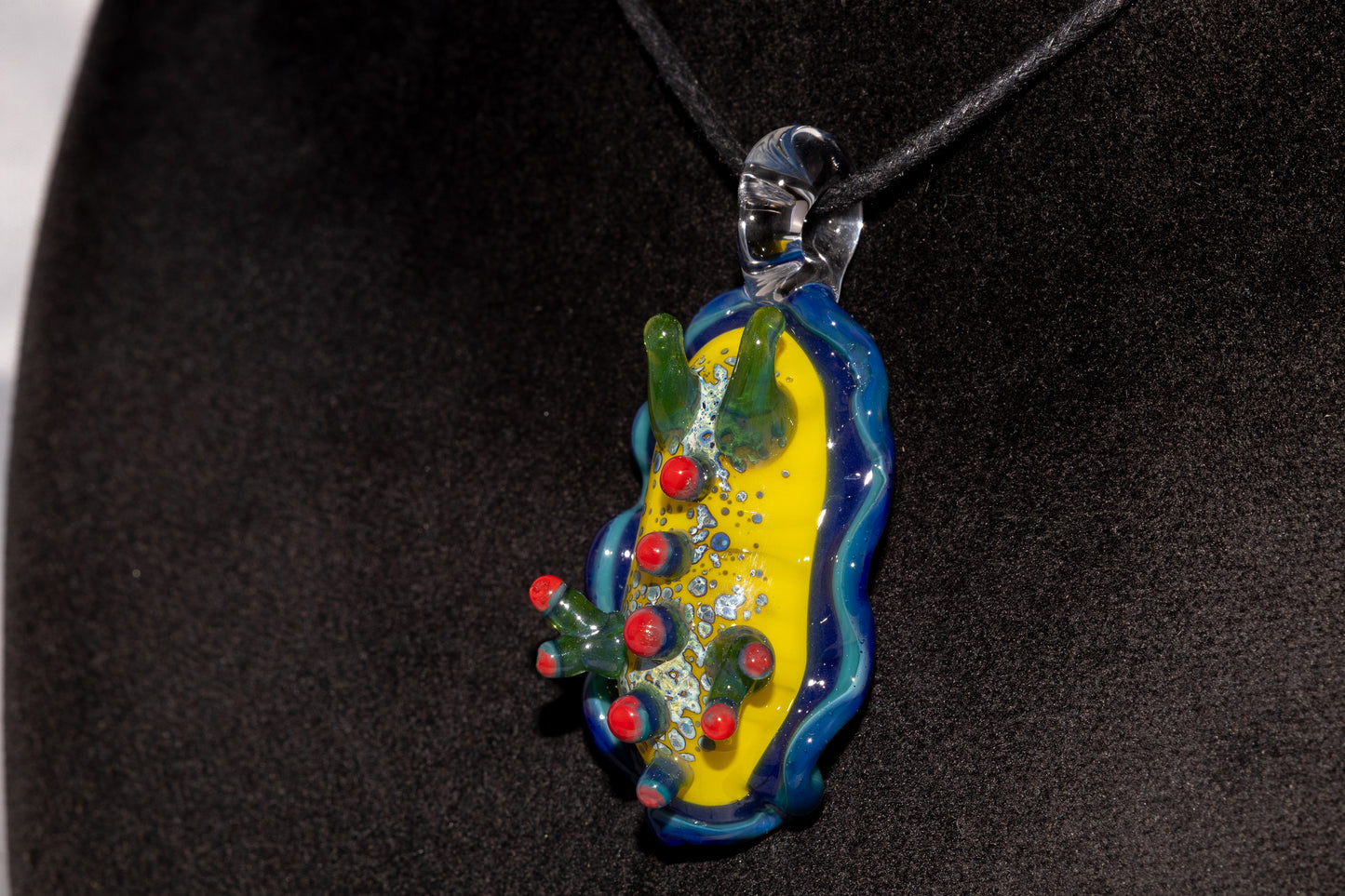 Handblown Nudibranch Glass Pendant | Ocean Inspired Sea Slug Necklace | Tide Pool Jewelry Art for Beach Lovers