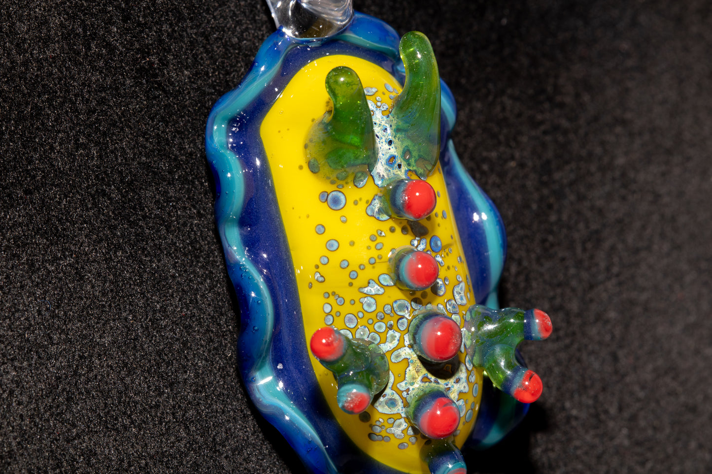 Handblown Nudibranch Glass Pendant | Ocean Inspired Sea Slug Necklace | Tide Pool Jewelry Art for Beach Lovers