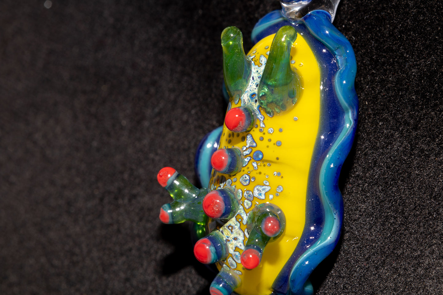 Handblown Nudibranch Glass Pendant | Ocean Inspired Sea Slug Necklace | Tide Pool Jewelry Art for Beach Lovers