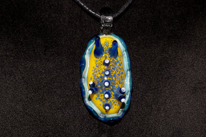 Handblown Nudibranch Glass Pendant | Ocean Inspired Sea Slug Necklace | Tide Pool Jewelry Art for Beach Lovers