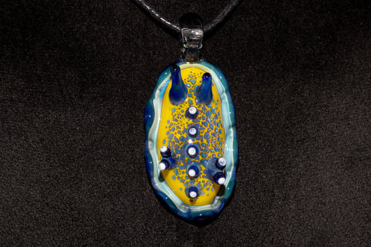 Handblown Nudibranch Glass Pendant | Ocean Inspired Sea Slug Necklace | Tide Pool Jewelry Art for Beach Lovers