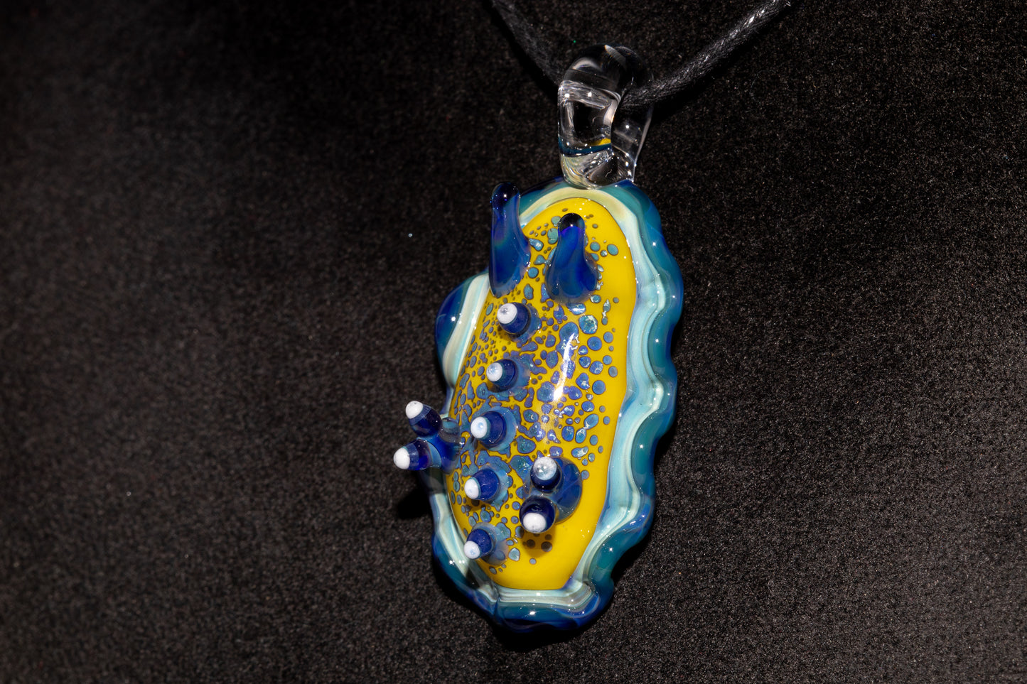Handblown Nudibranch Glass Pendant | Ocean Inspired Sea Slug Necklace | Tide Pool Jewelry Art for Beach Lovers