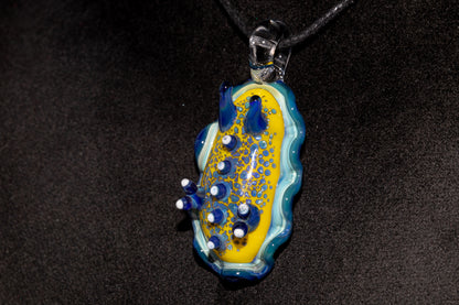 Handblown Nudibranch Glass Pendant | Ocean Inspired Sea Slug Necklace | Tide Pool Jewelry Art for Beach Lovers