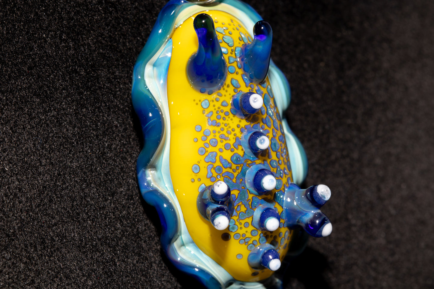 Handblown Nudibranch Glass Pendant | Ocean Inspired Sea Slug Necklace | Tide Pool Jewelry Art for Beach Lovers