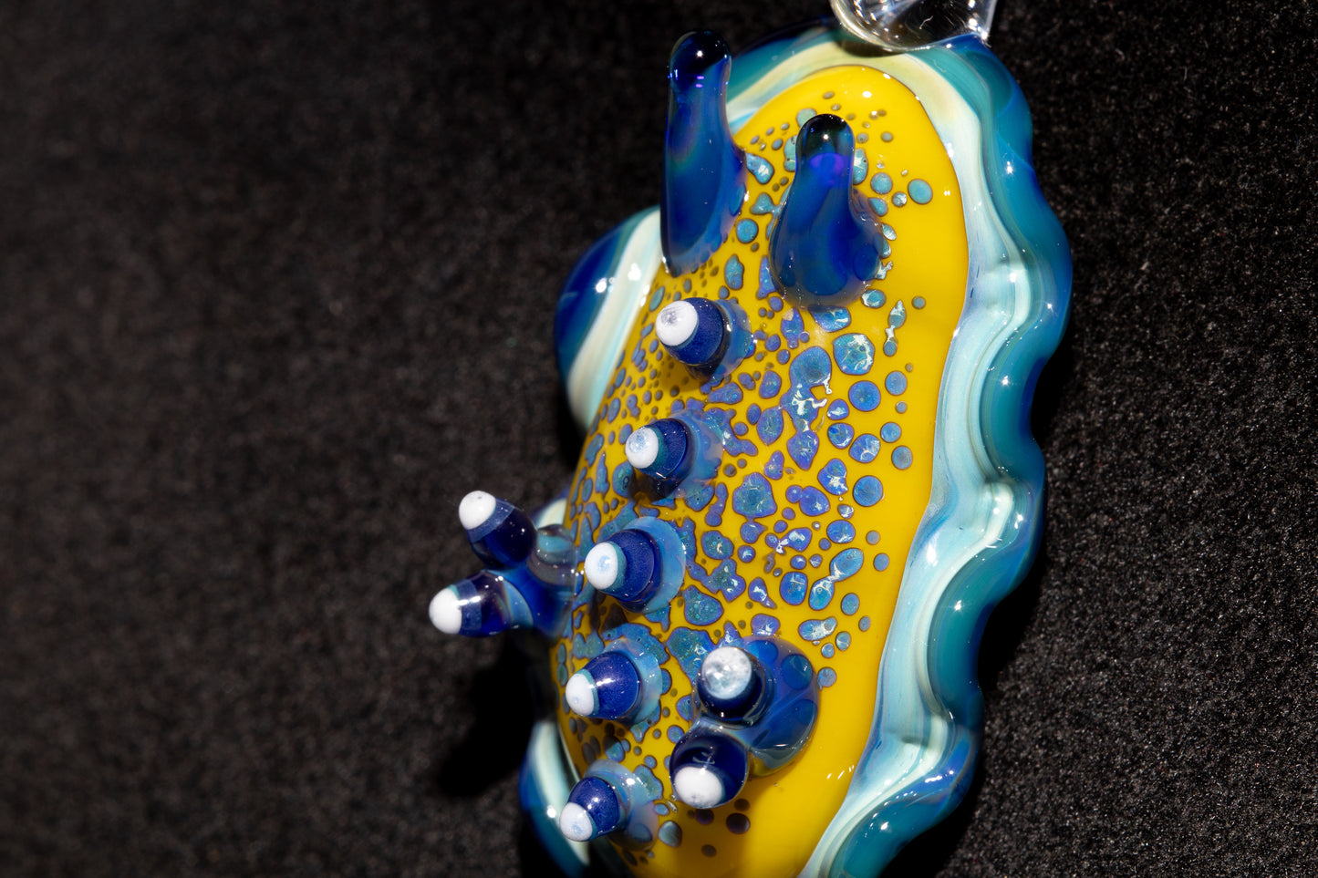 Handblown Nudibranch Glass Pendant | Ocean Inspired Sea Slug Necklace | Tide Pool Jewelry Art for Beach Lovers